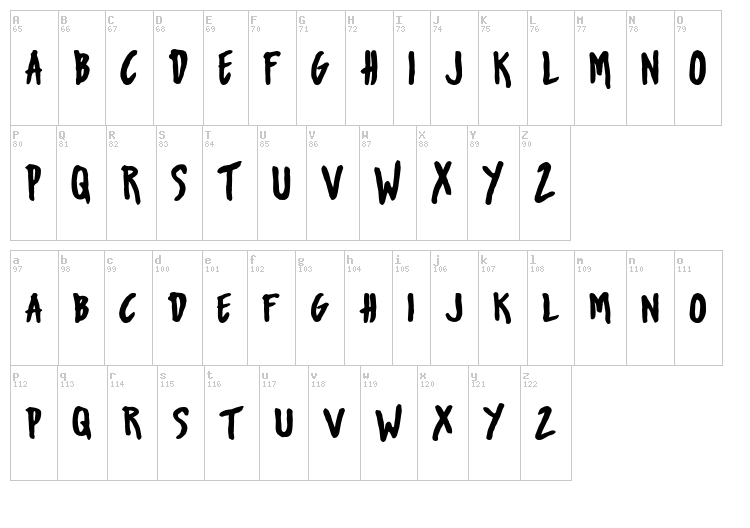 Urban Oil Typeface font map